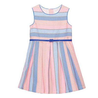 Girls' pink textured striped dress